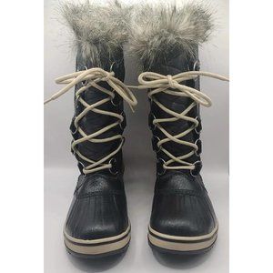 Sorel Tofino II Waterproof Boots Size 6 Black Fur Trim Lace Up Snow Rain NWOT